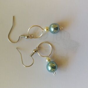 Handmade jewelry women's pearl dangle drop earrings chic statement classic style
